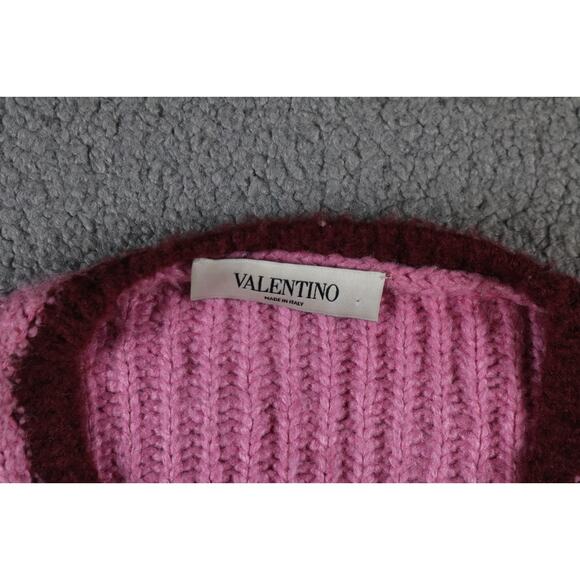 Valentino Sweater Womens Large Silk Pink Colorblock Ribbed Knit Pullover Italy - Picture 3 of 7